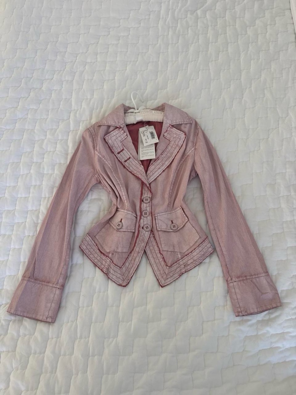 Stefanel Dusty Pink Tailored Blazer with Peplum Hem
